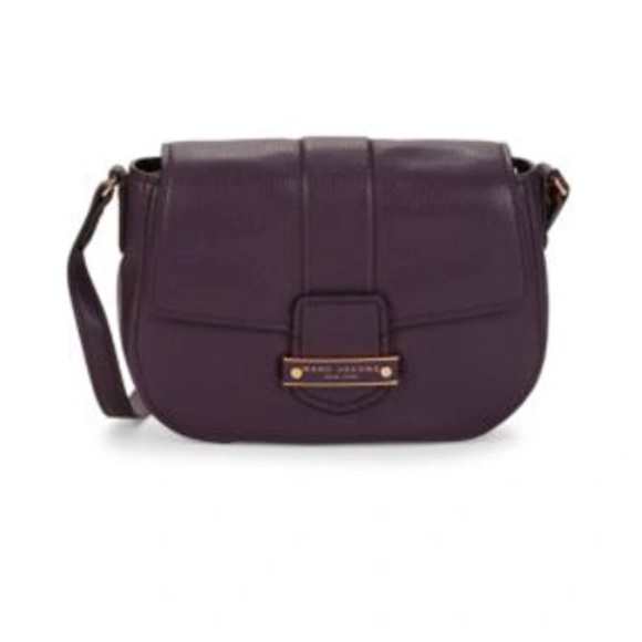 NWOT MARC JACOBS TRAVELER LEATHER MESSENGER BAG IN GRAPE - Picture 2 of 11